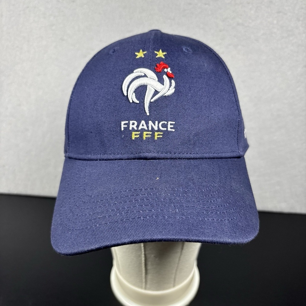 France FFF Soccer Slideback Hat Blue Adjustable Embroidered Unisex OSFM Cap